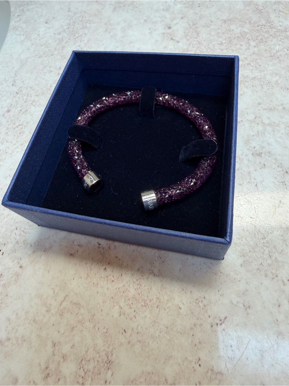 Swarovski Crystaldust Purple Crystal Open Cuff Bracelet Amethyst with Box